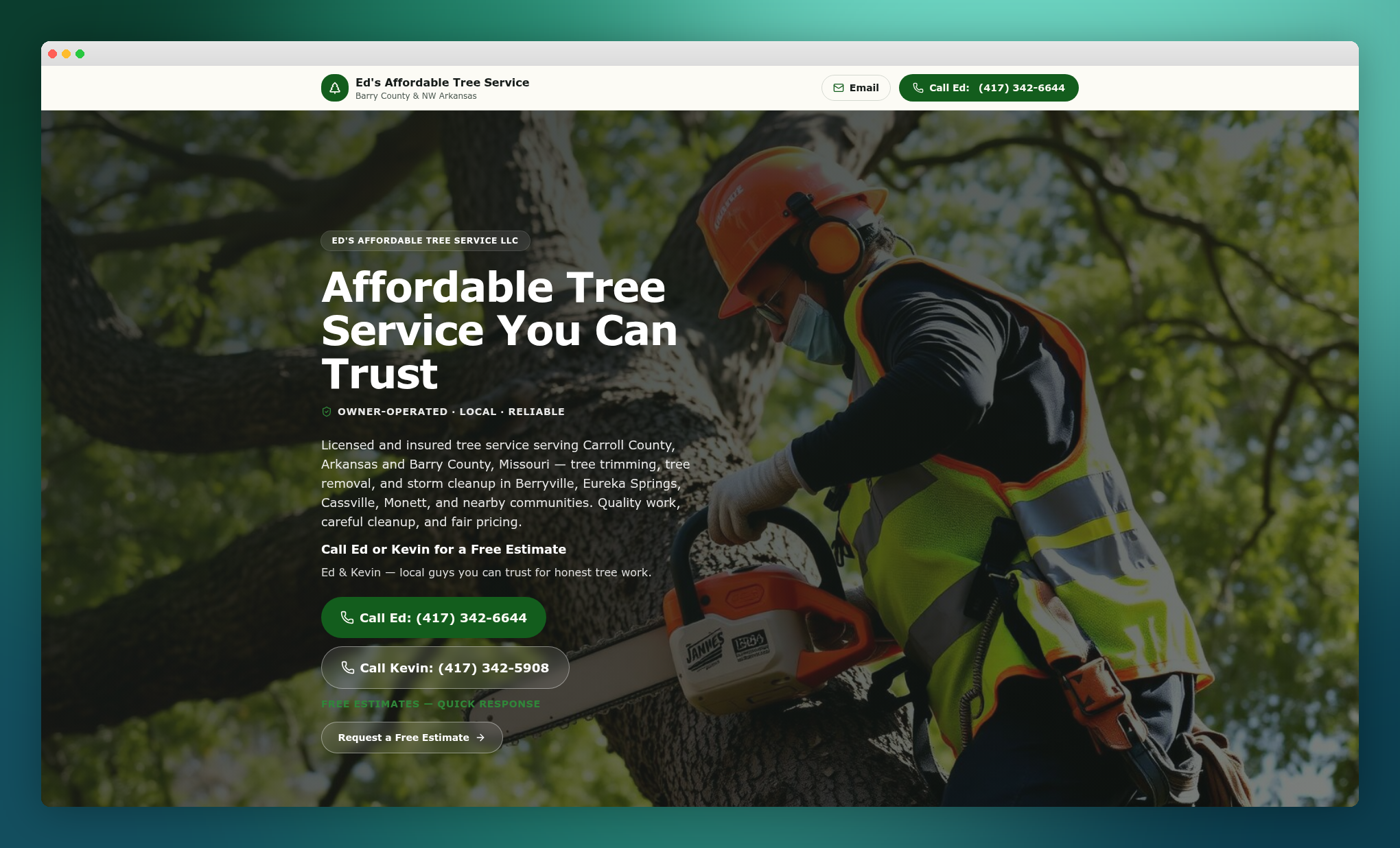 Ed's Affordable Tree Service website preview